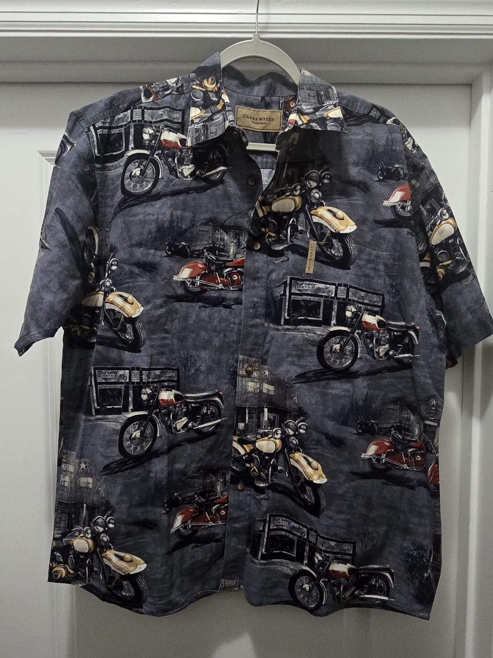 VINTAGE Clearwater Outfitters Motorcycle Saloon Cotton Button Down Shirt L